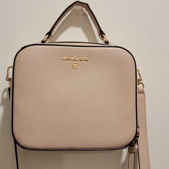 Michael Kors Jet Set Medium Crossbody Bag Pebbled Leather Pink Hand Bag Purse - Picture 10 of 15